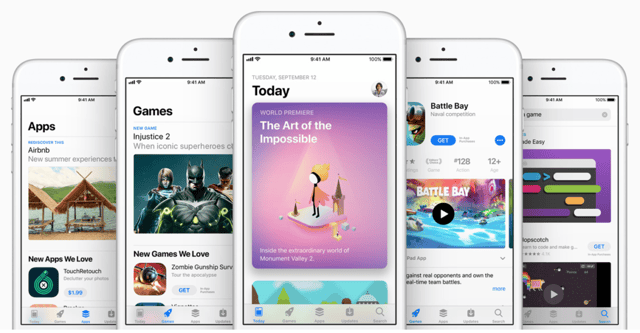 iphones displaying different app screens