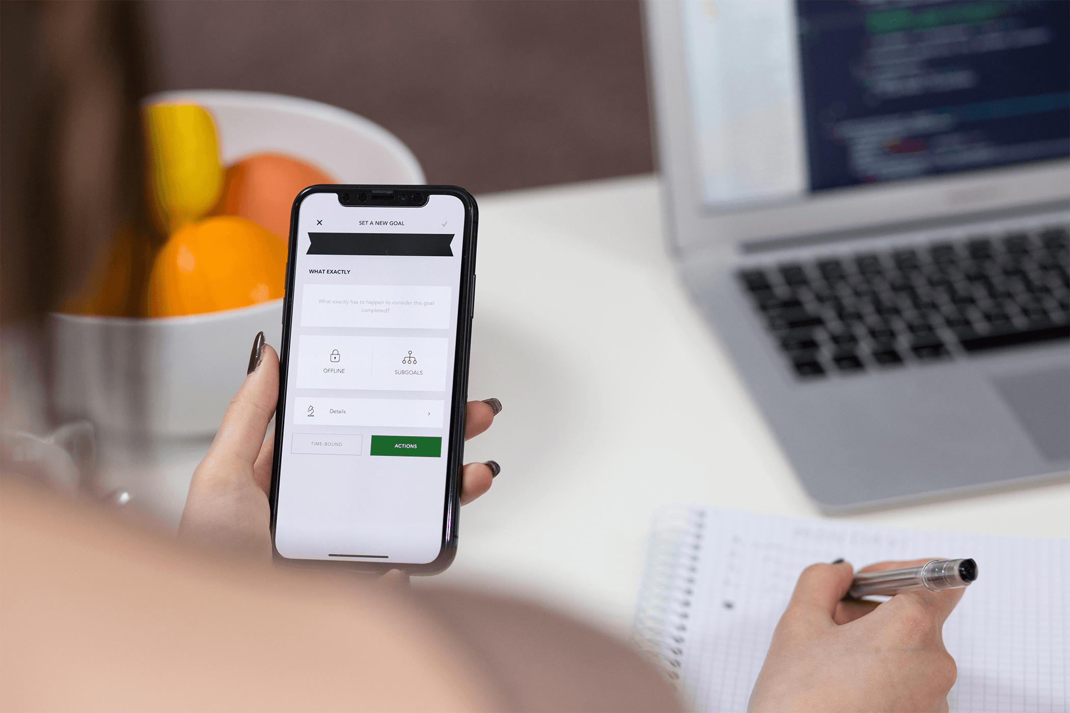 Female working on a mobile app prototype