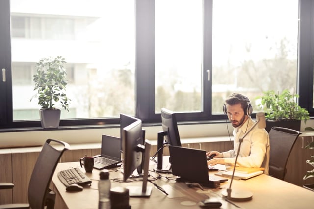 man using cloud-based to increase productivity