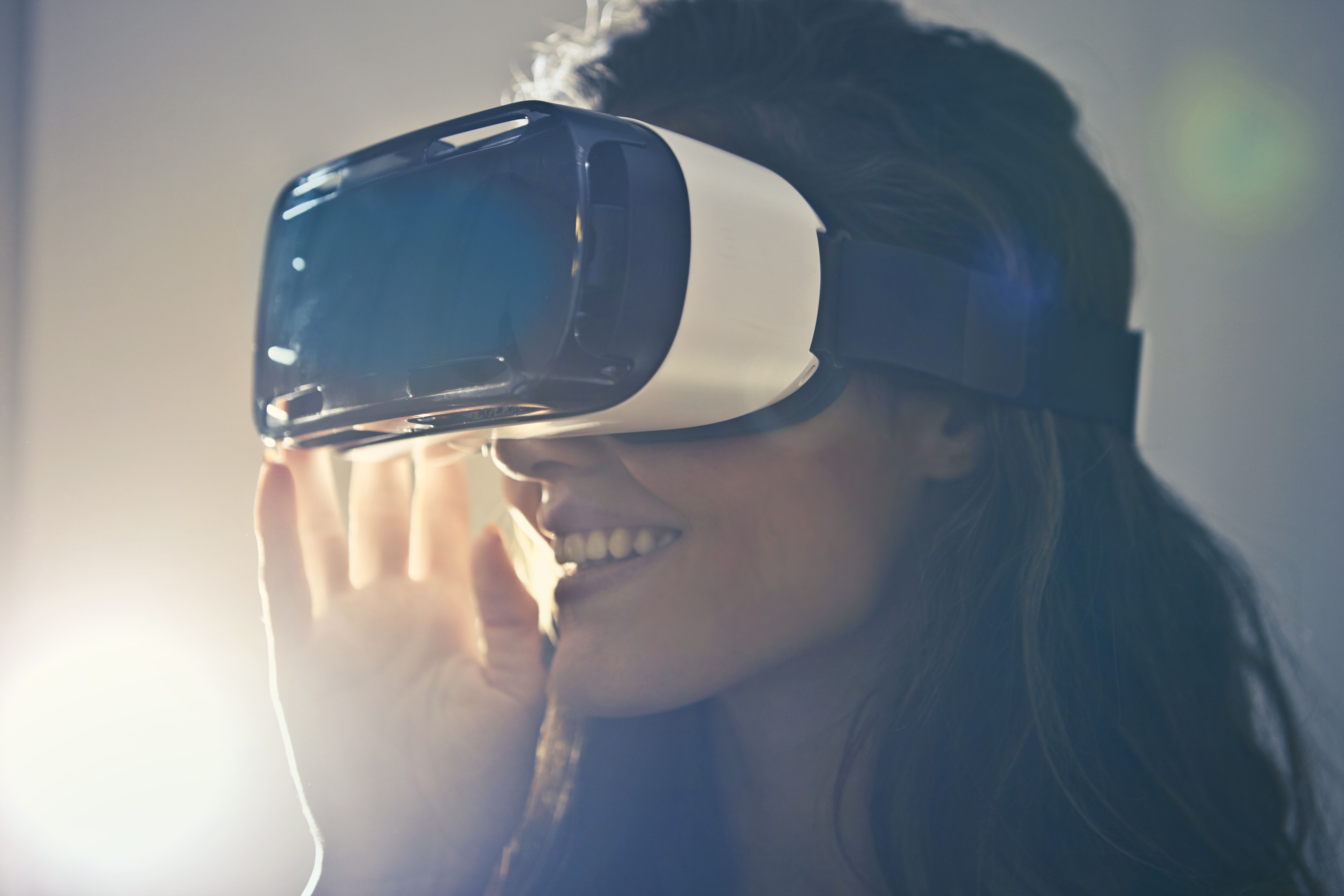 woman using VR set