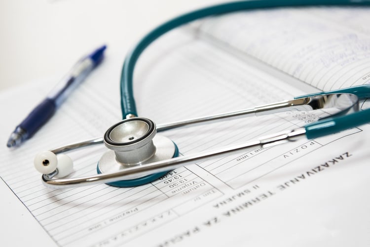 Blue and silver stetoscope