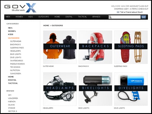 GovX website's product screen