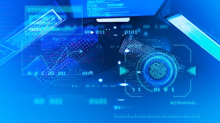  Futuristic digital interface with binary code