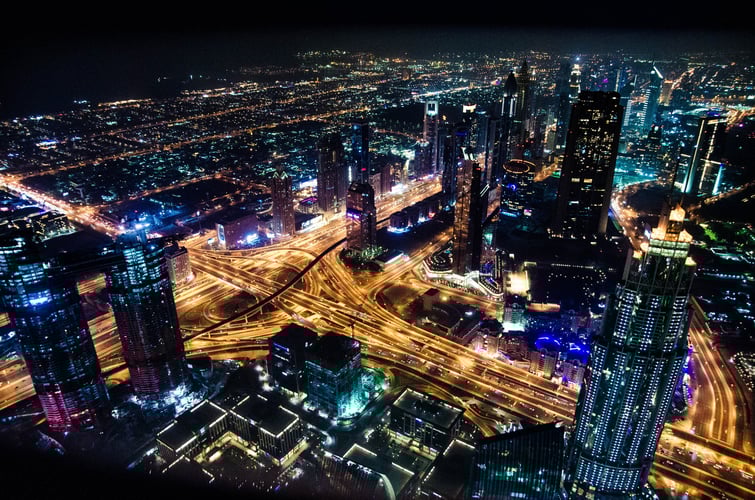 Cityscape photo during night time of a smart city