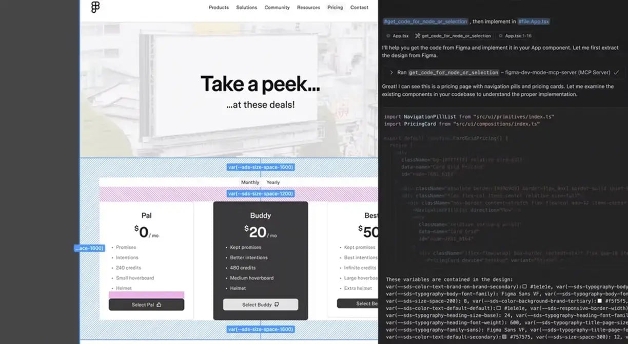 Figma MCP workflow using a link to a specific design frame.