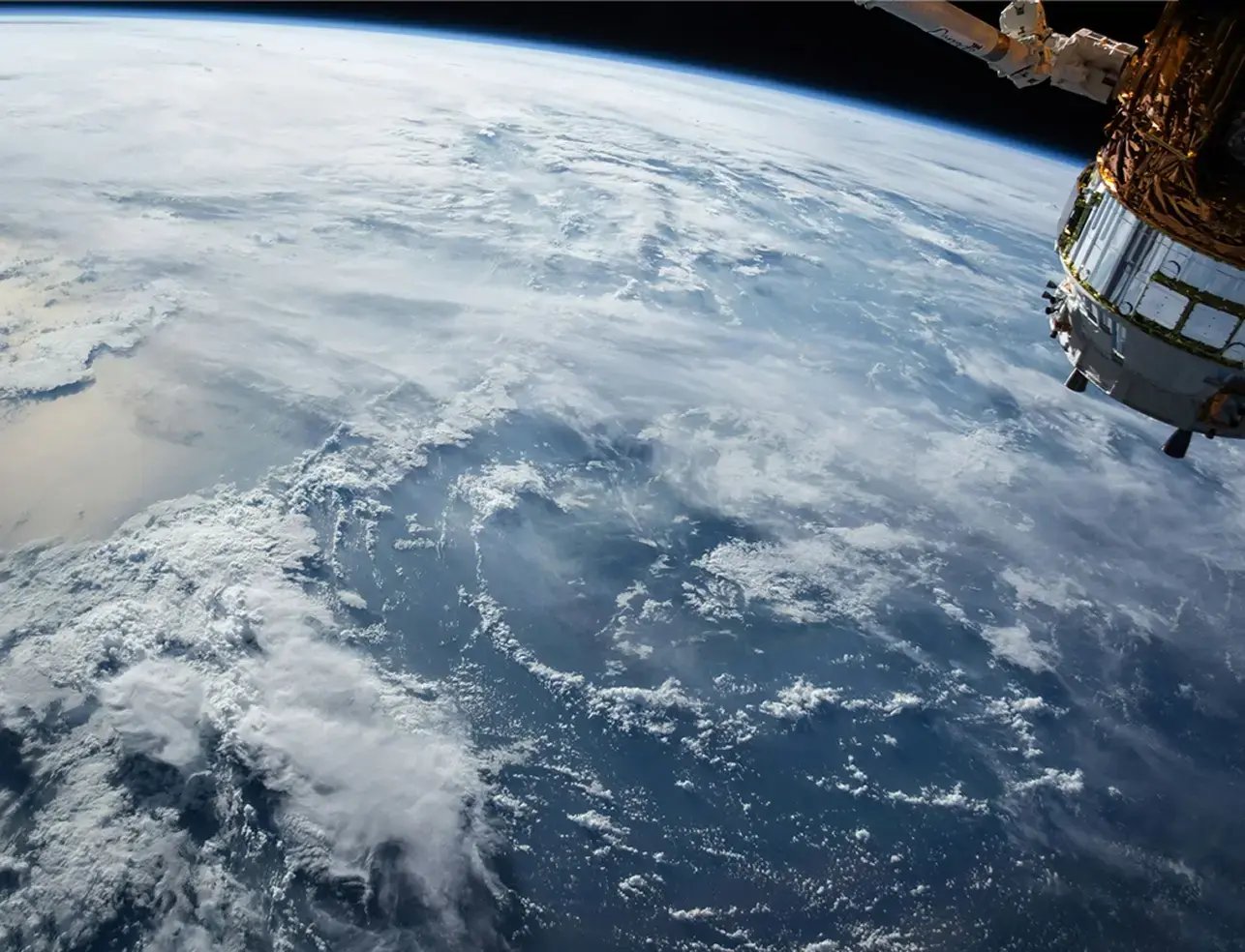 A satellite view from outer space of the Earth