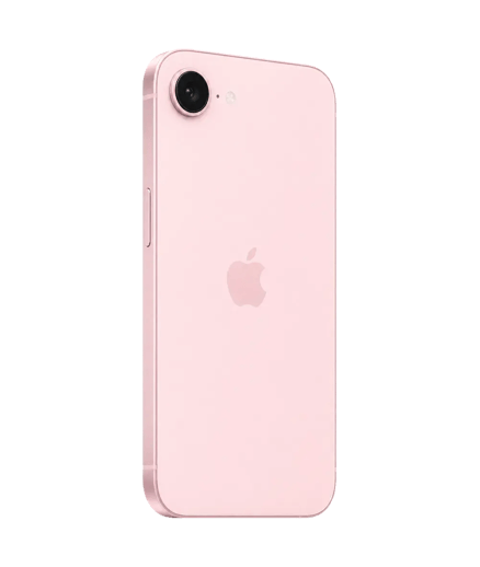 Soft pink iPhone 17e viewed from the back