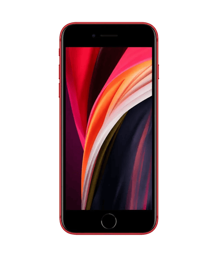 Front of a red iPhone SE with the 4.7-inch design used by the second generation