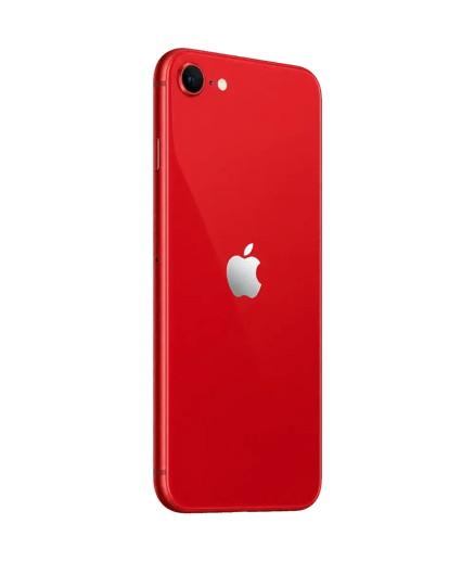 Back of a red iPhone SE with the 4.7-inch design used by the third generation