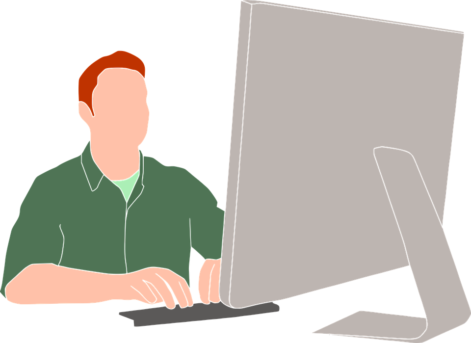 person on computer