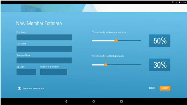 Blue Shield user interface on screen 02