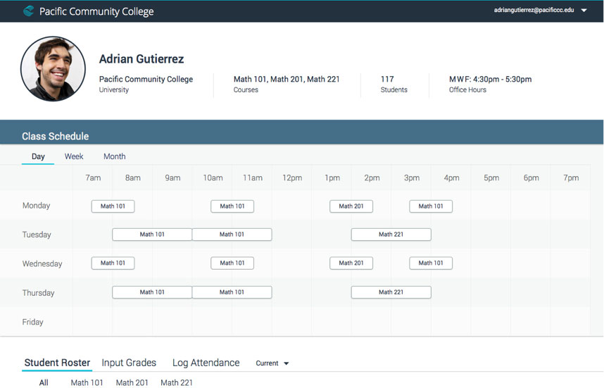 Faculty dashboard