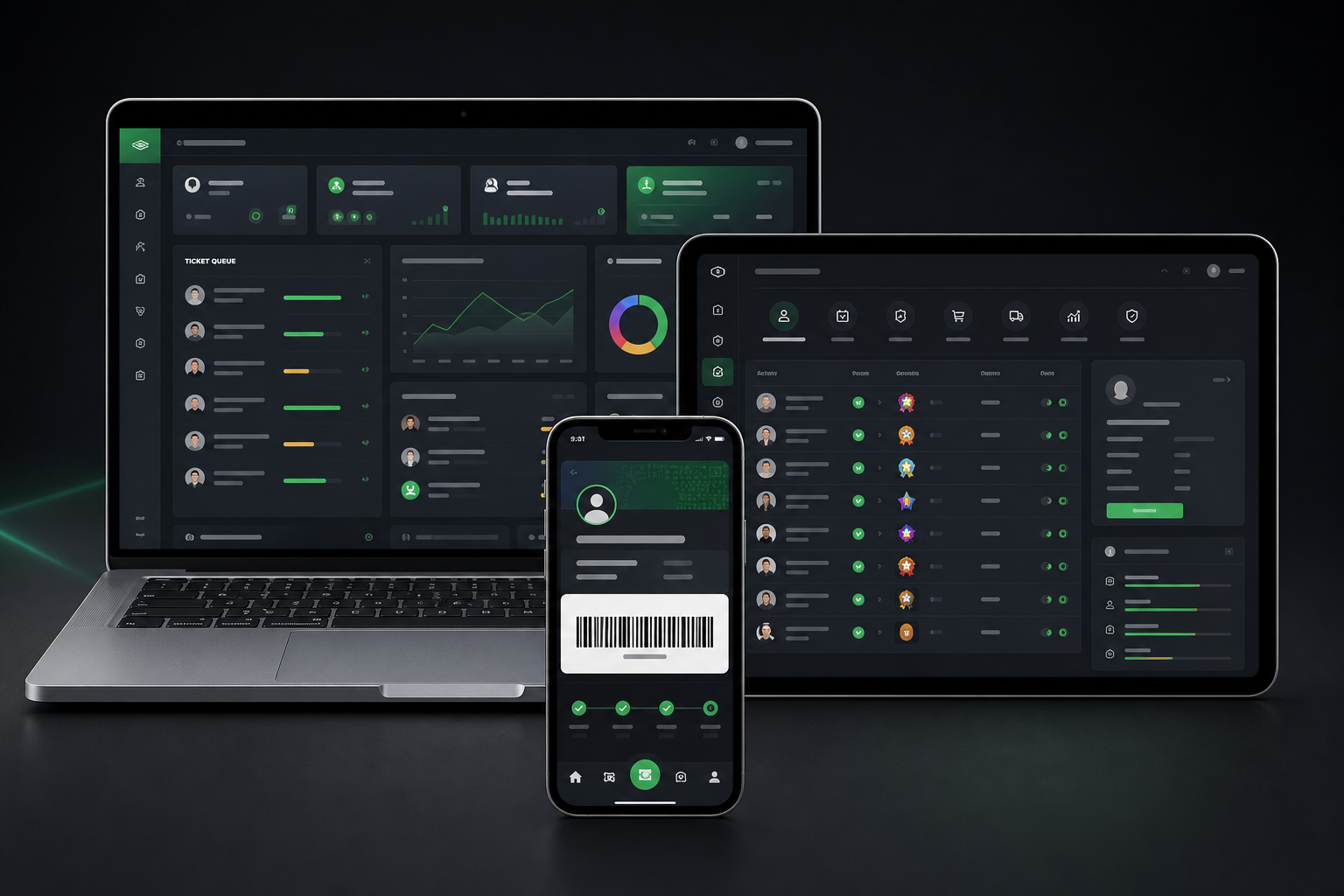 Fan convention platform multi-device mockup placeholder